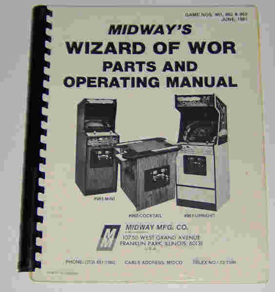 (image for) Bally / Midway Wizard of Wor Parts and Operating Manual